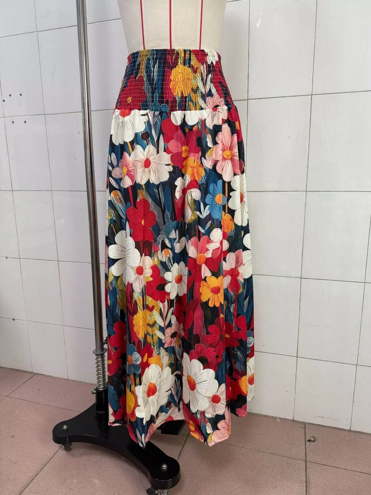 Floral Tiered High-Waisted Maxi Skirt