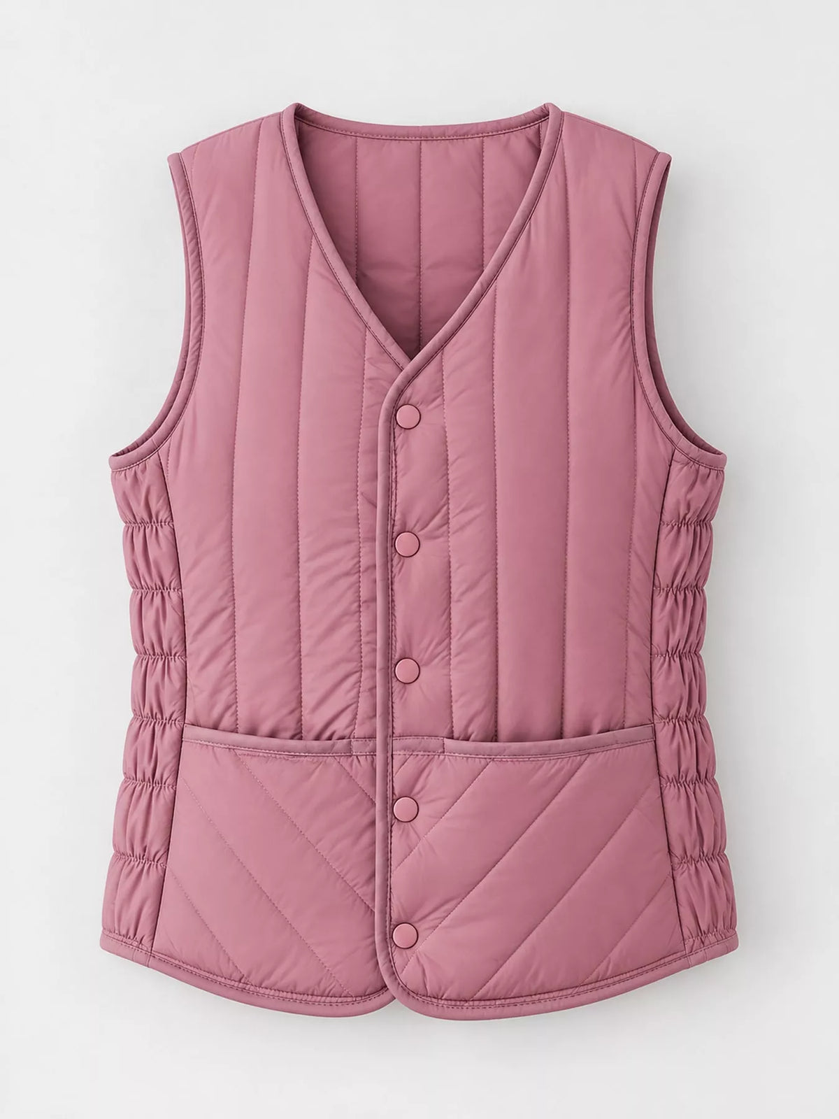 Quilted Button-Up Vest Coat