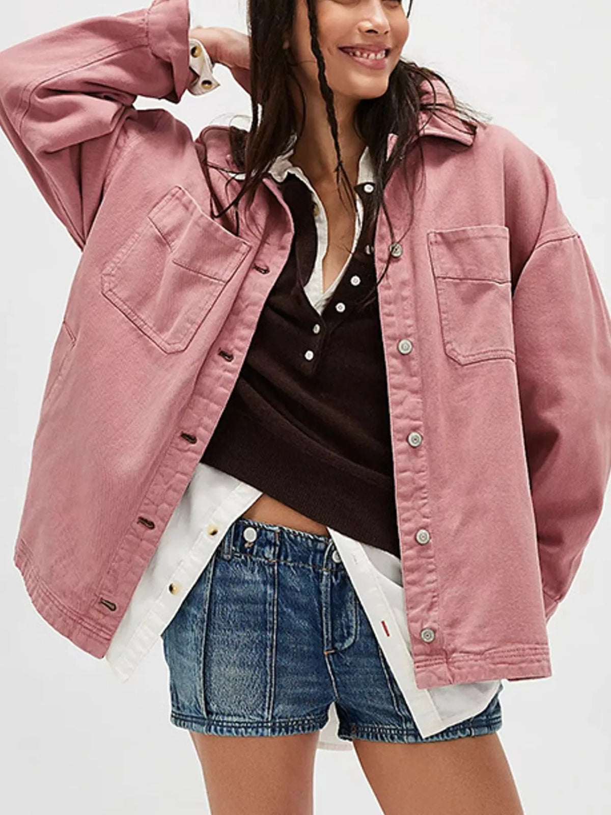 Button-Up Long Sleeve Denim Jacket