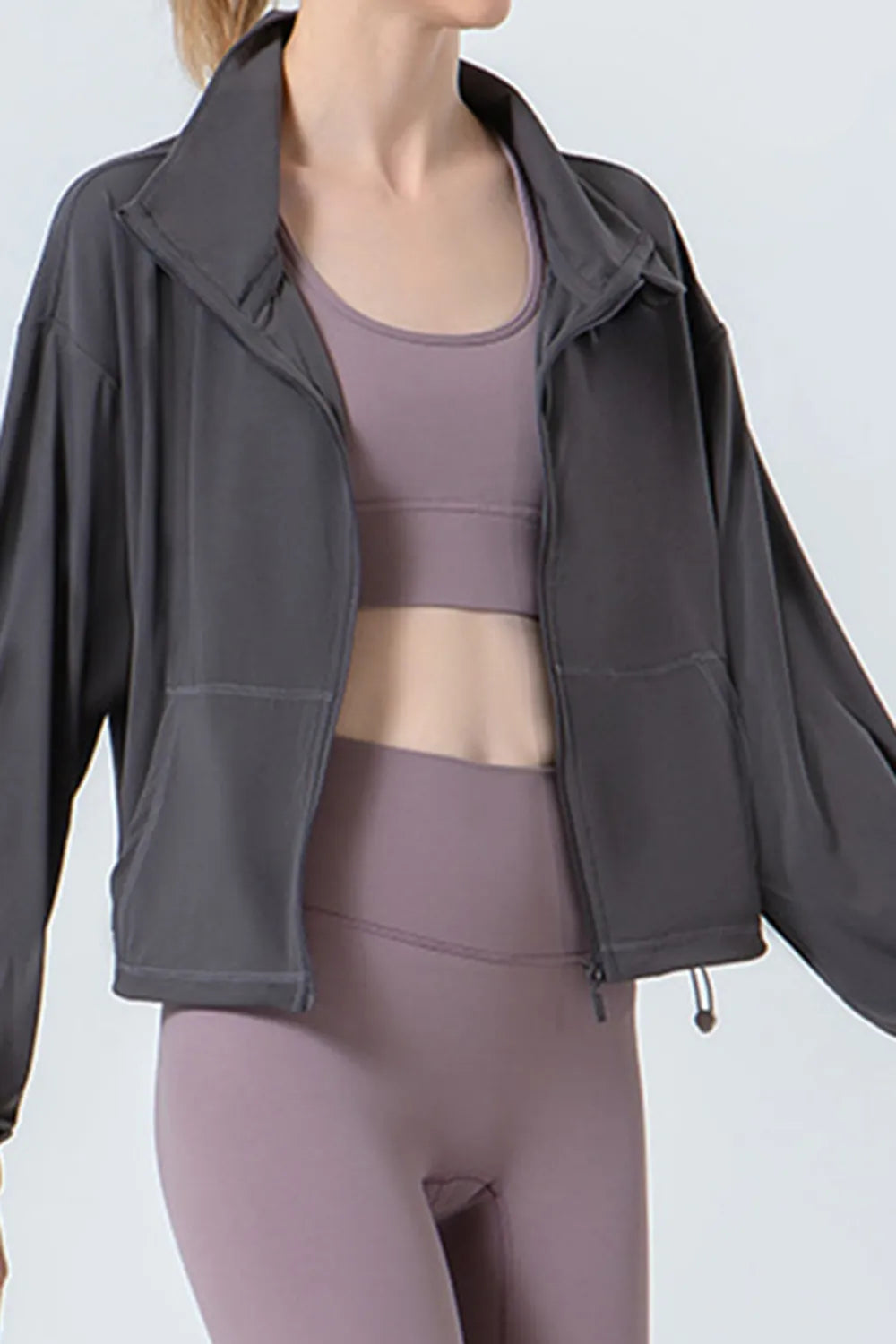 Drawstring Zip-Up Active Jacket