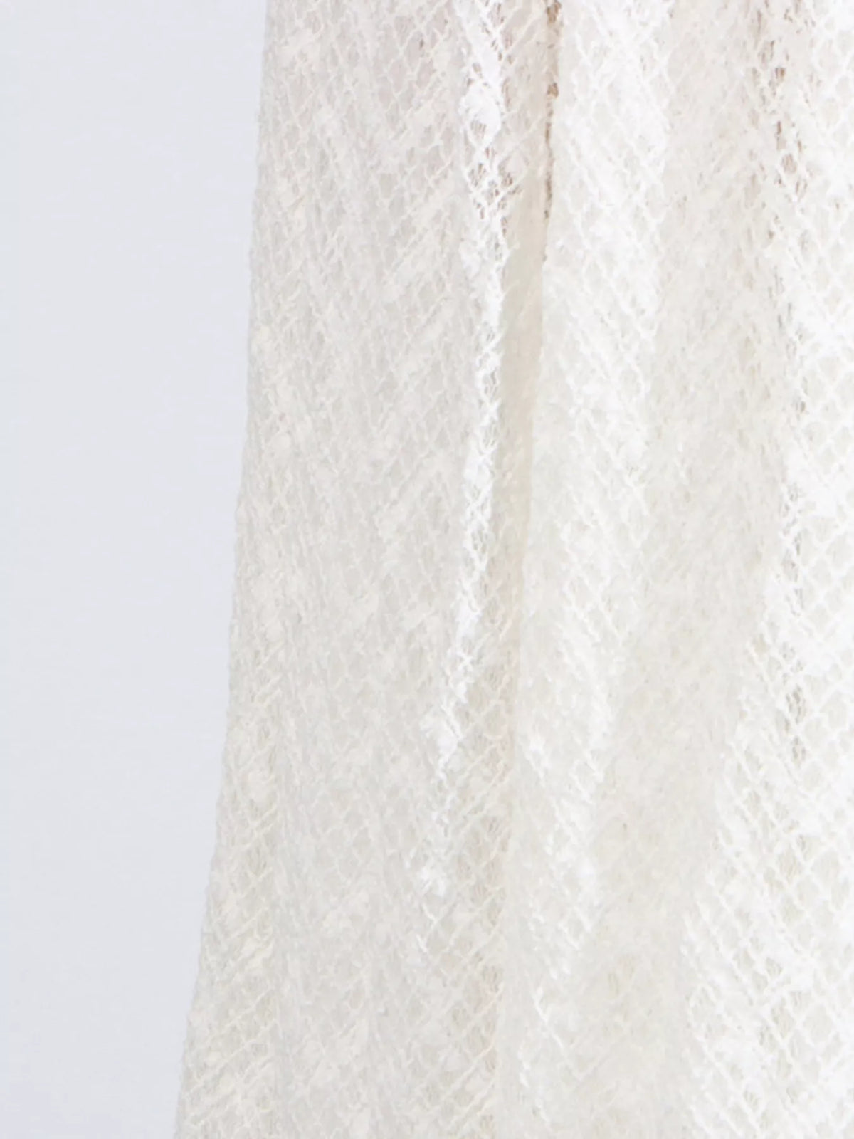 Lace Mock Neck Long Sleeve Maxi Dress in White