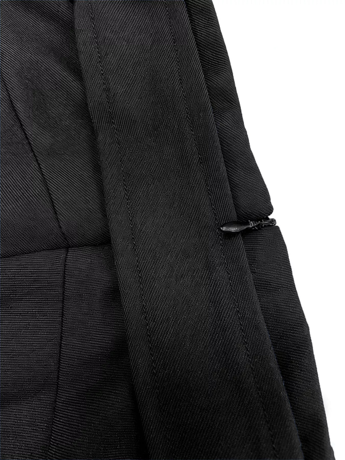 High-Waisted A-Line Midi Skirt in Black