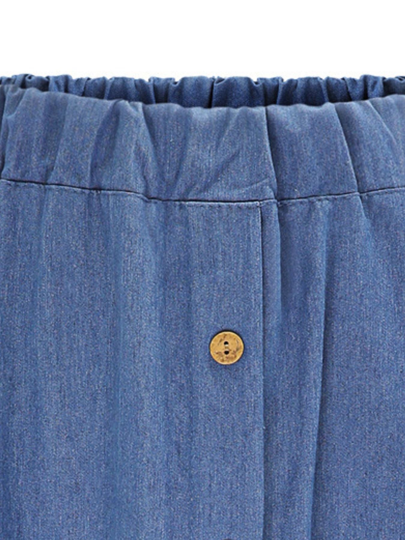 Button-Front Denim A-Line Skirt