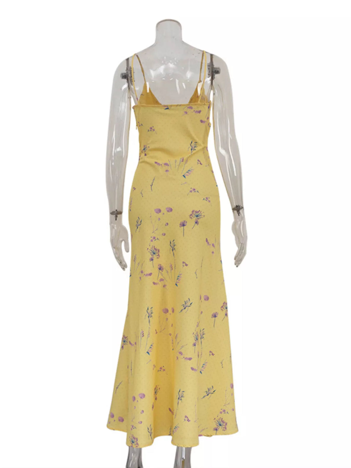 Floral Spaghetti Strap Maxi Dress in Yellow