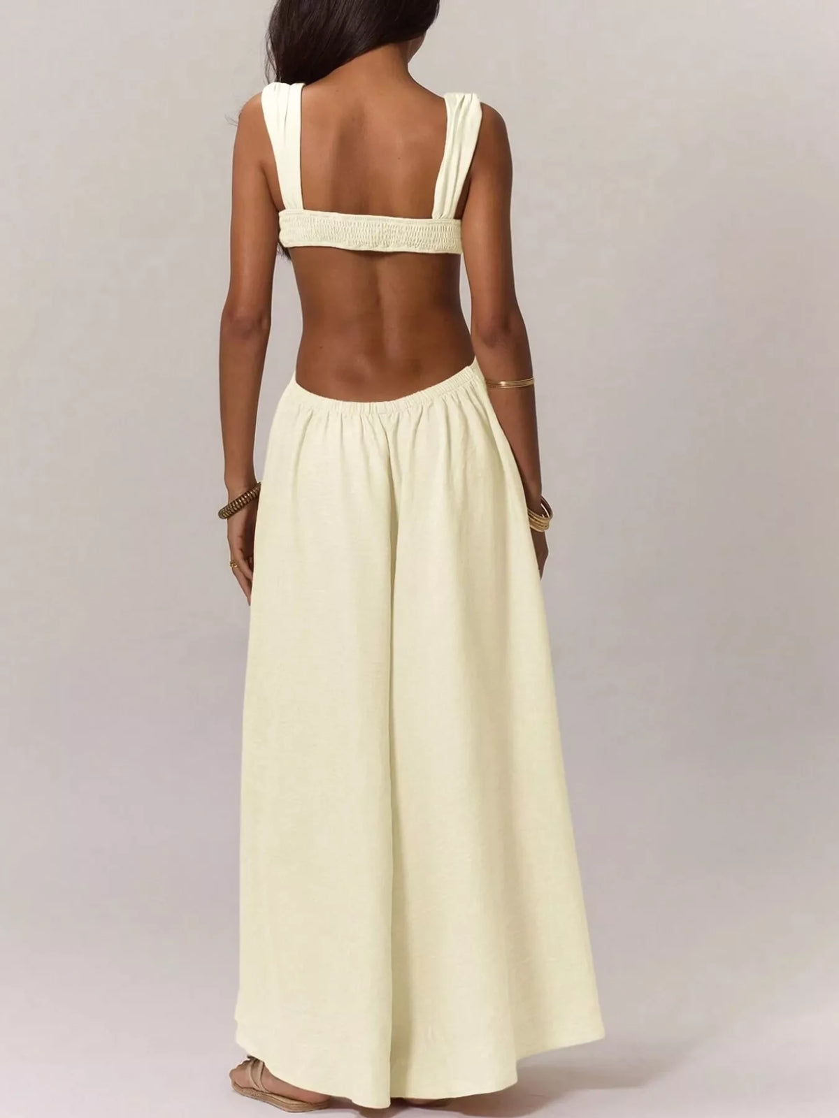 Backless Wide-Leg Jumpsuit with Cutout Detail