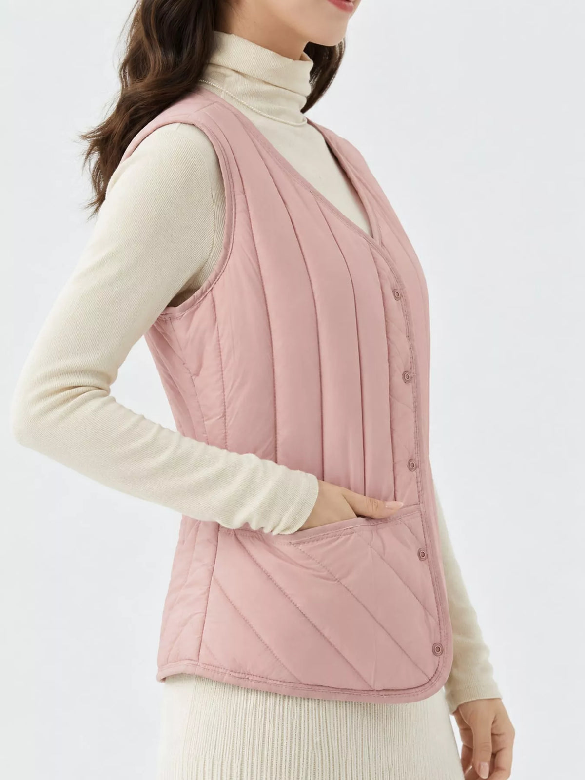 Quilted Button-Up Vest Coat