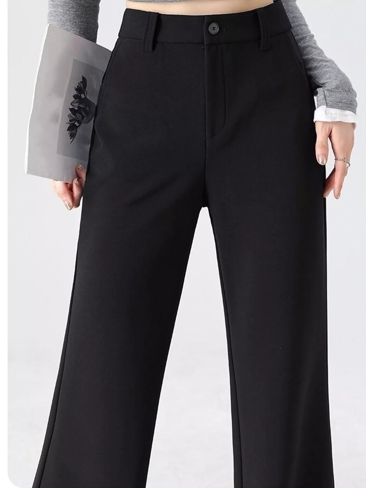 High-Waisted Straight-Leg Pants, Plus Size