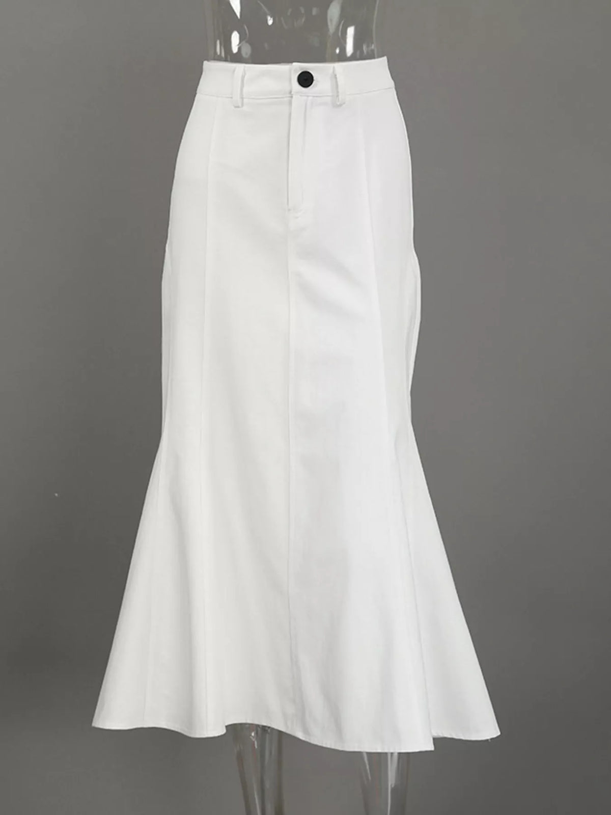 White High-Waisted Mermaid Midi Skirt