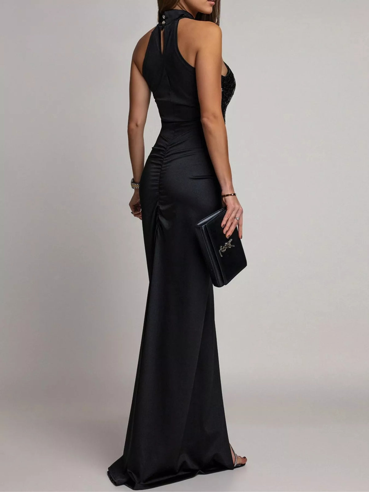 Sequin High Slit Maxi Dress