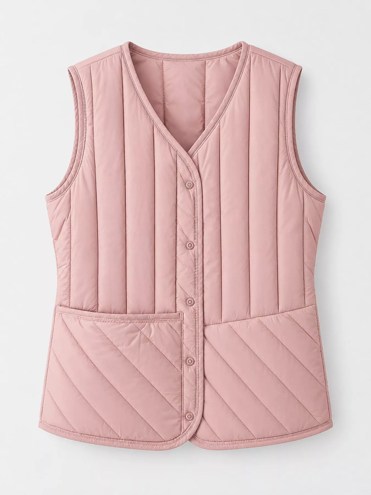 Quilted Button-Up Vest Coat