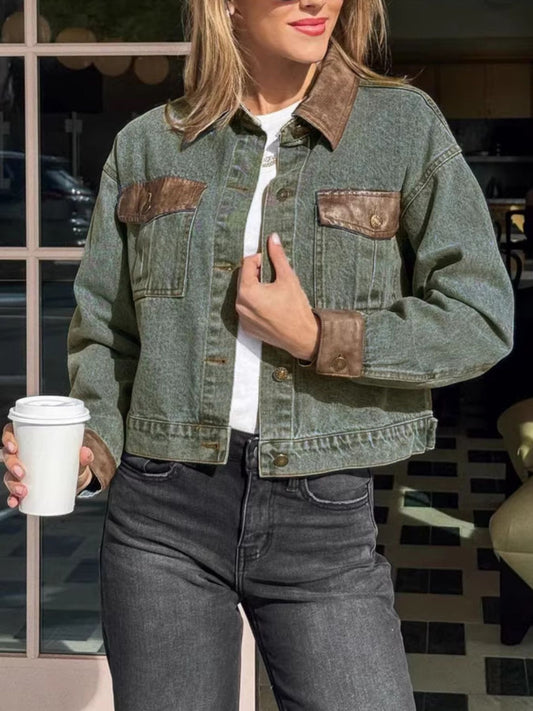 Chest-Pocket Denim Jacket in Medium Wash by Ease Mee