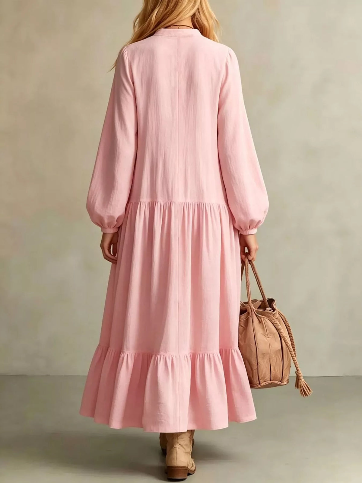 Button Front Tiered Maxi Dress