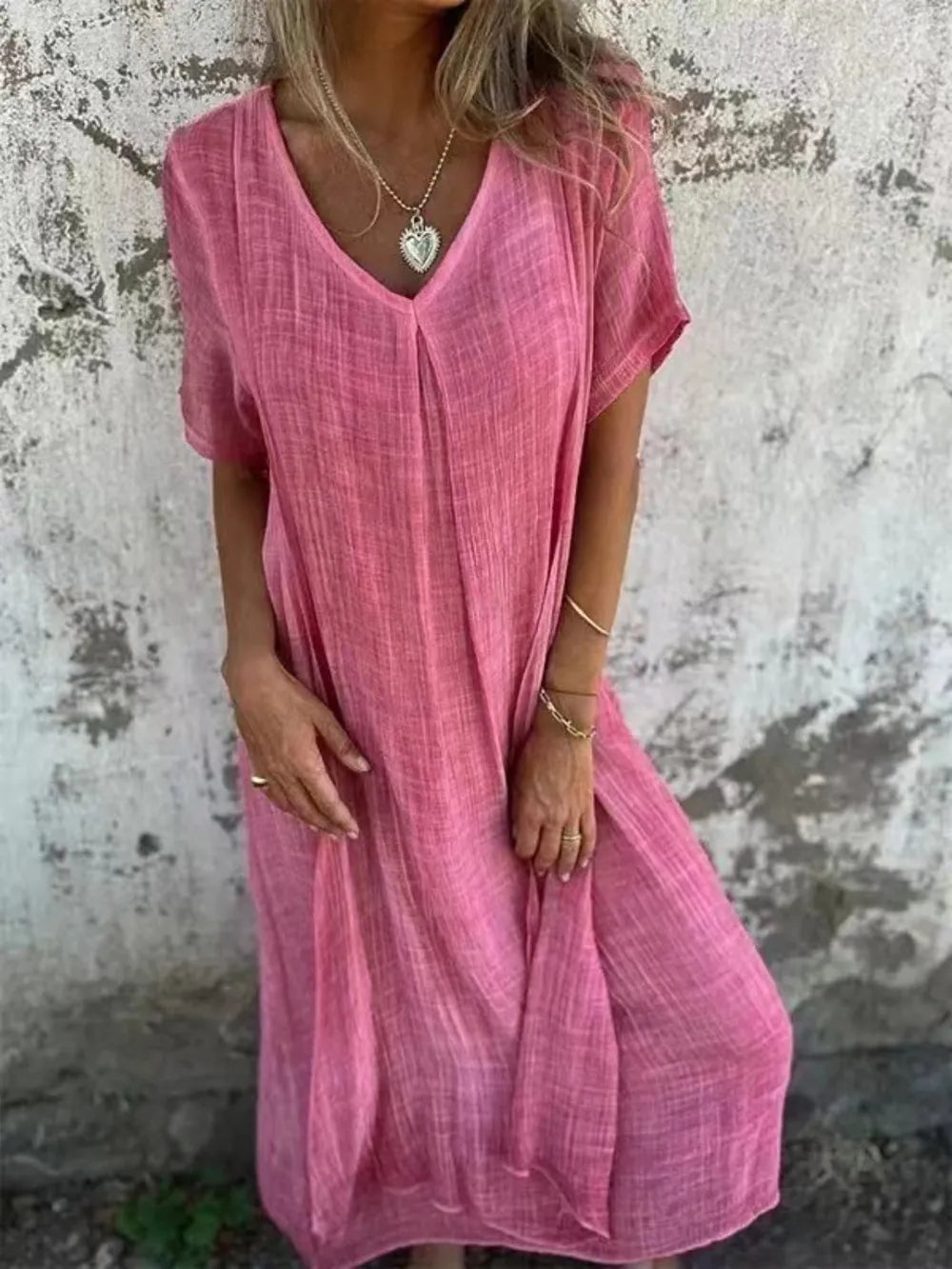 Plus Size V-Neck Midi Dress