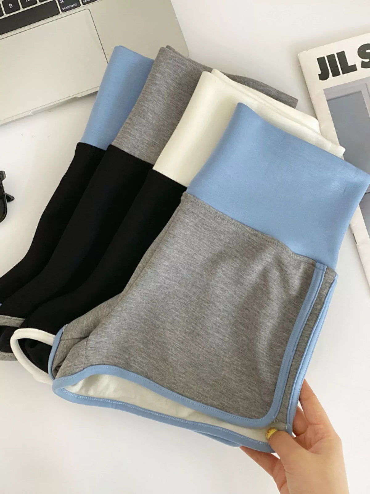 High-Waisted Contrast Trim Shorts