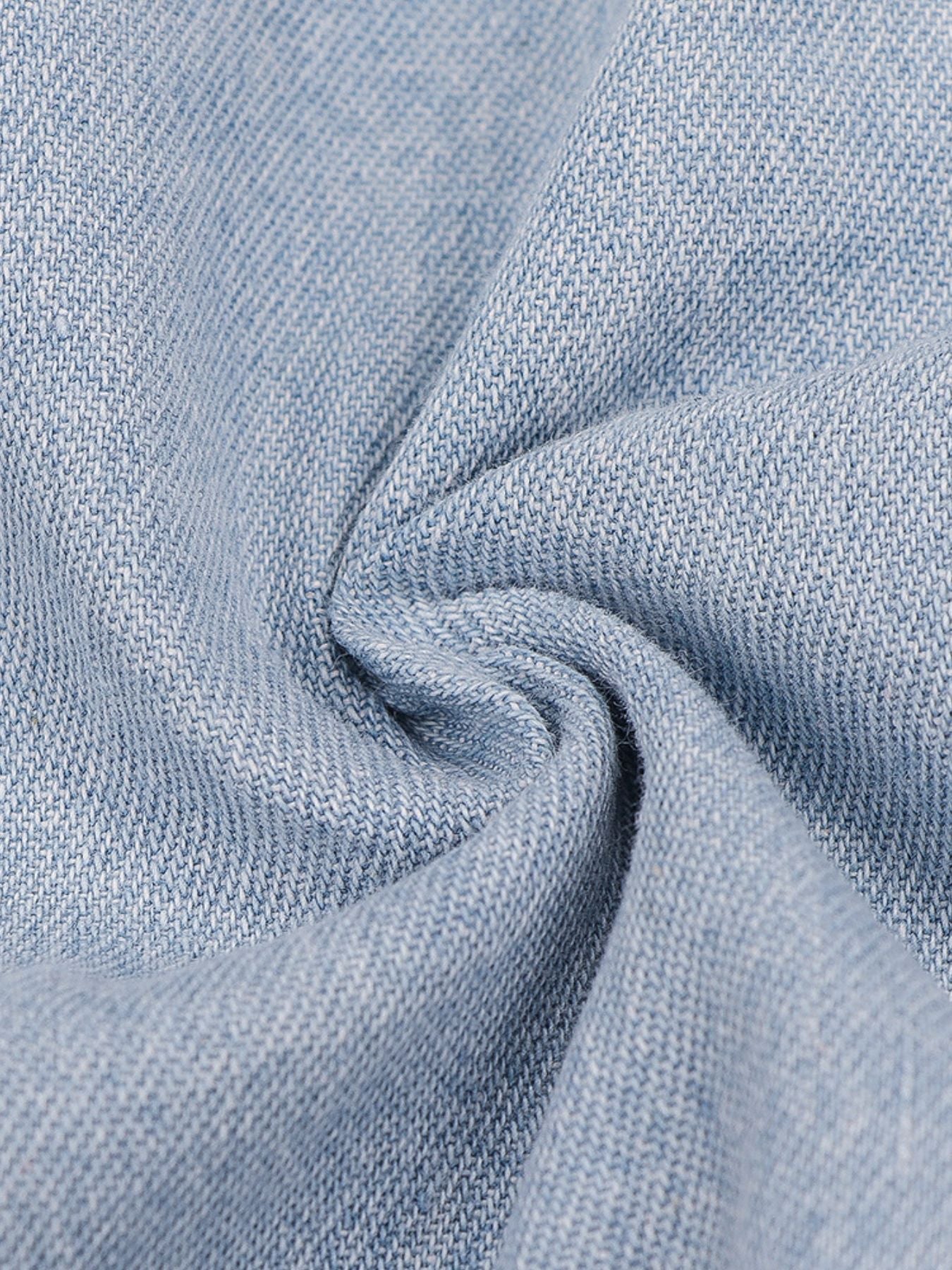 Zip-Front Short Sleeve Denim Dress by Yolan House
