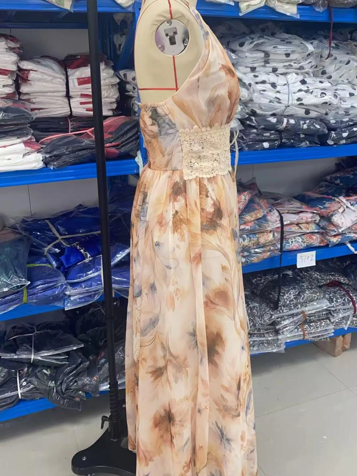 Floral Print Halter Maxi Dress in Beige by Yvette
