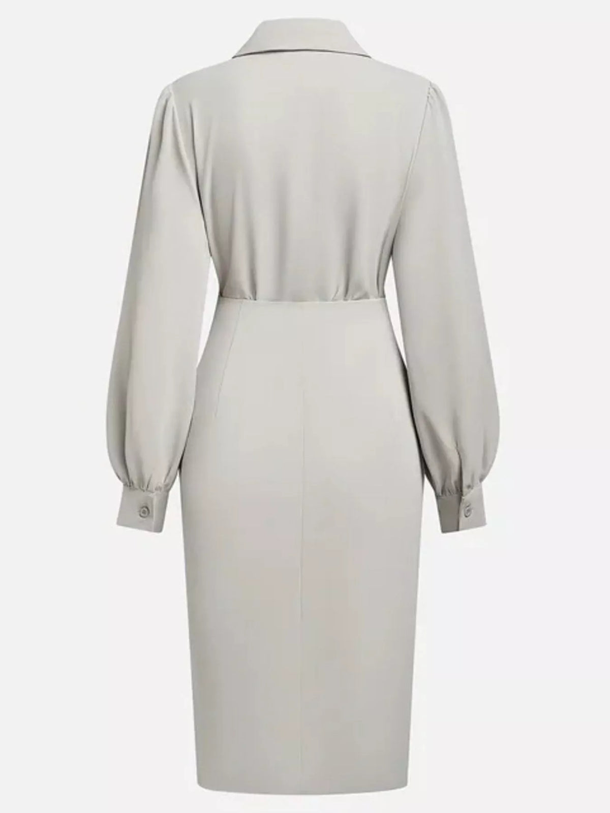 Ruched Midi Shirt Dress with Side Slit