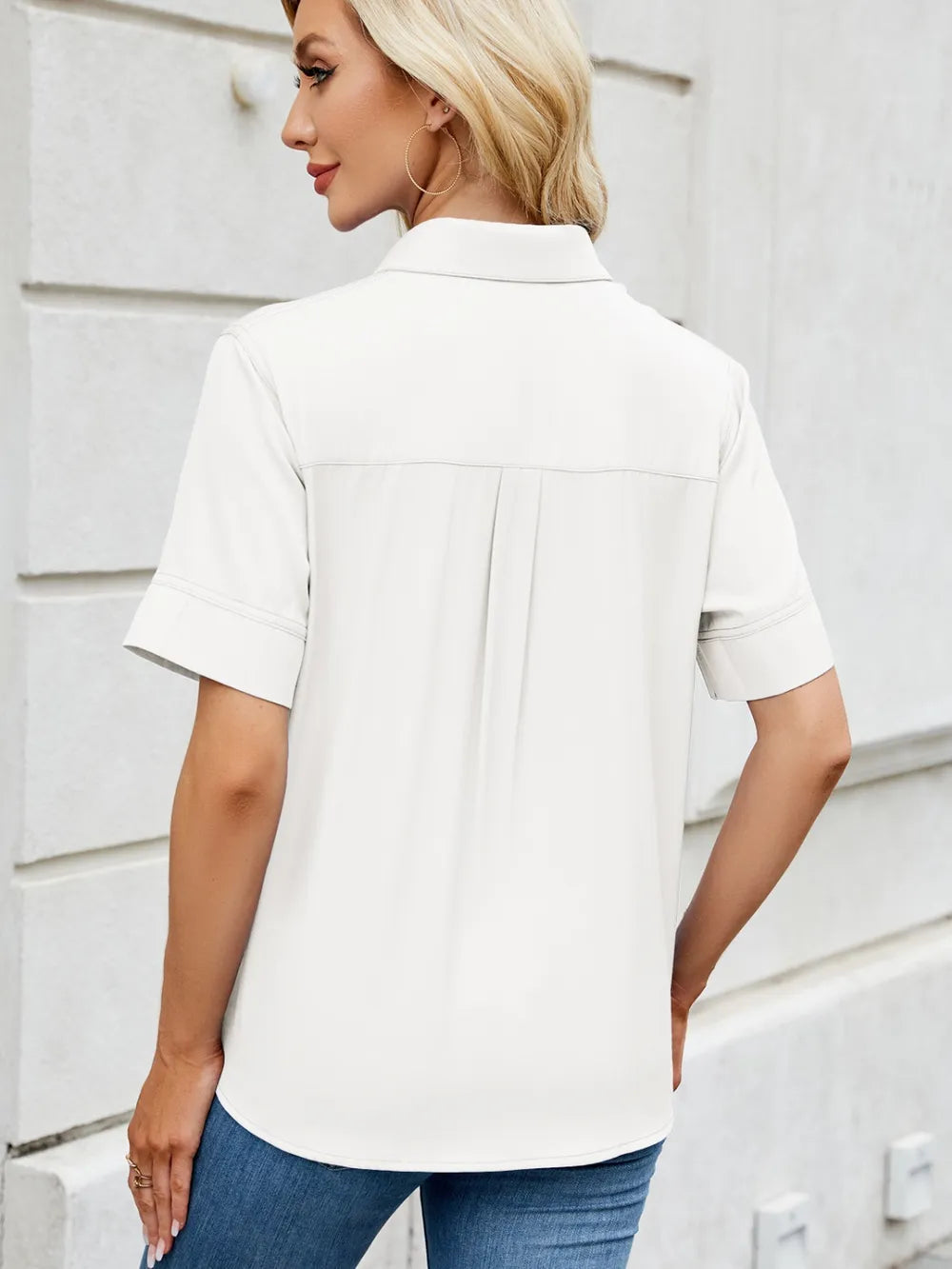 Collared Short Sleeve Shirt by Moni Wear