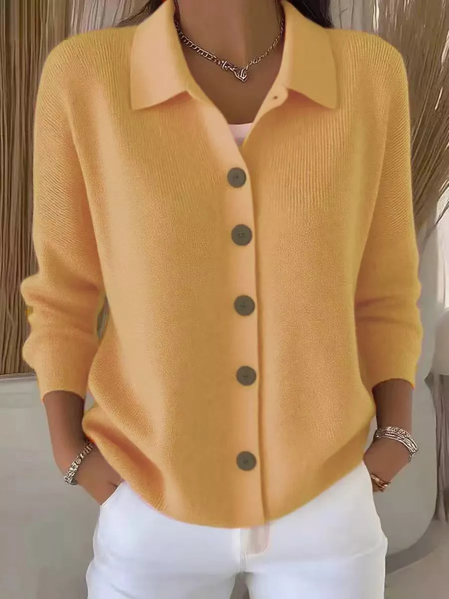 Collared Button-Down Knit Cardigan