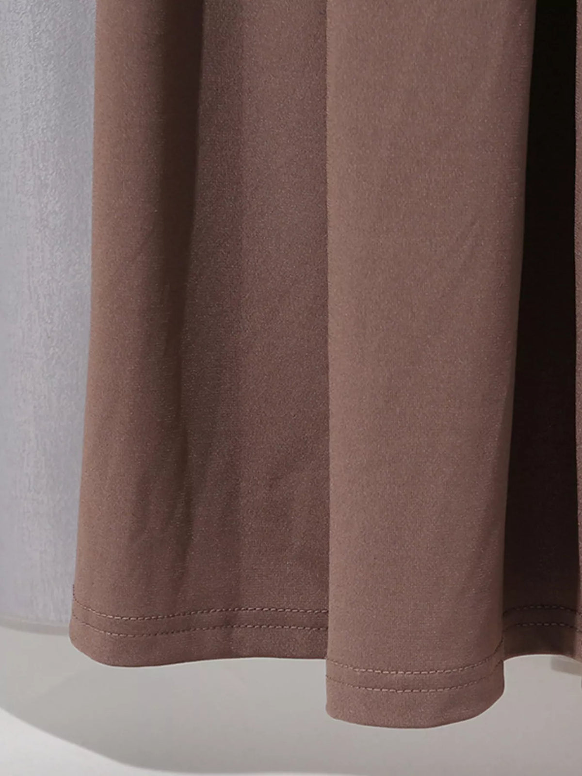 Ruched Long-Sleeve Maxi Dress in Brown