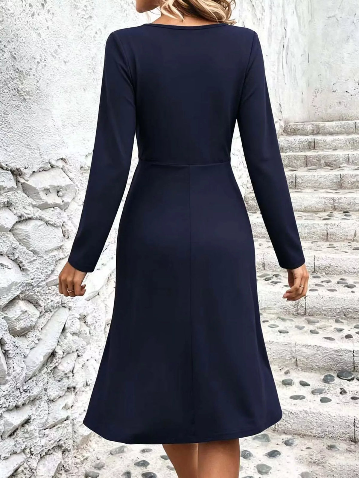 Crisscross Ruched Front Midi Dress