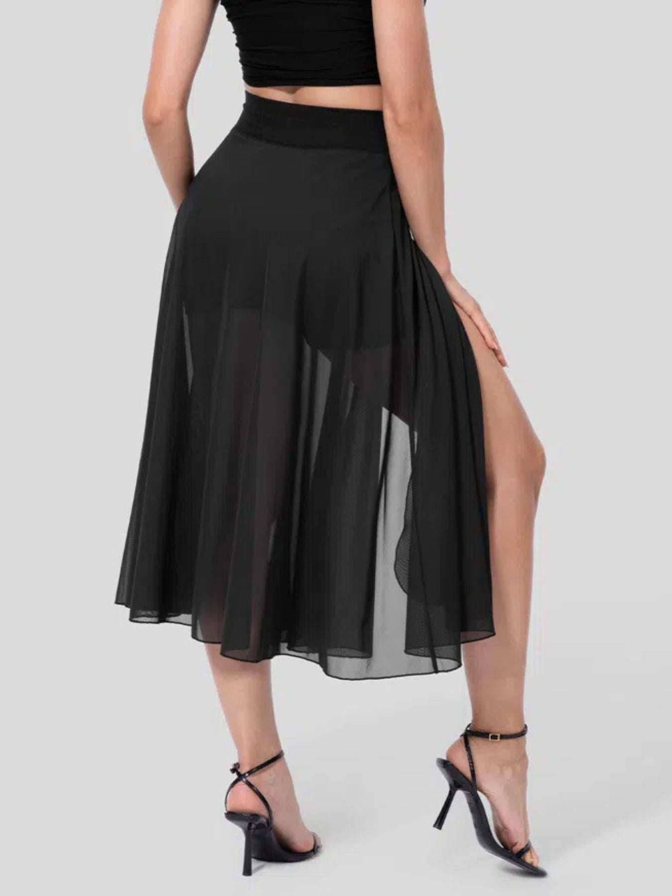 Slit Flowy Skirt with Built-In Shorts