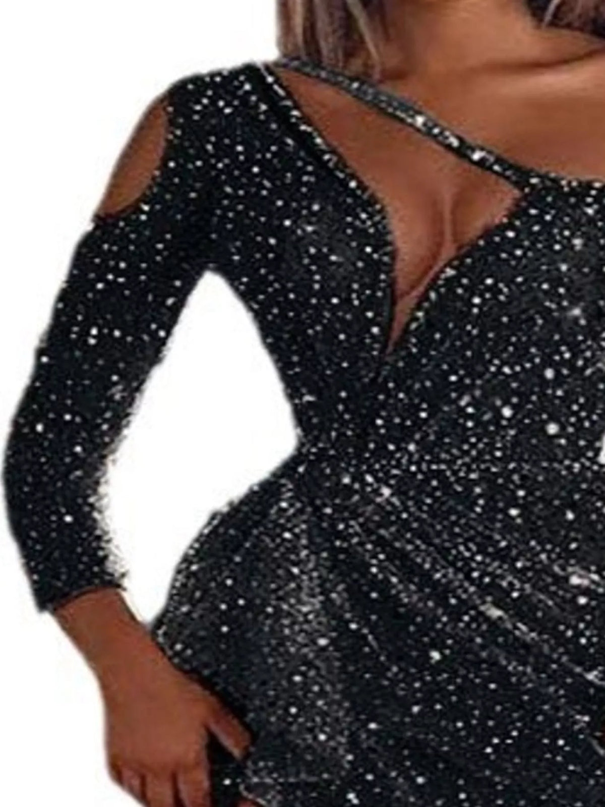 Sequin One-Shoulder High-Slit Evening Dress