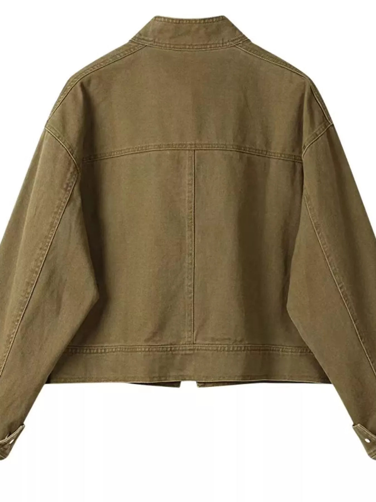 Button-Up Dropped-Shoulder Denim Jacket