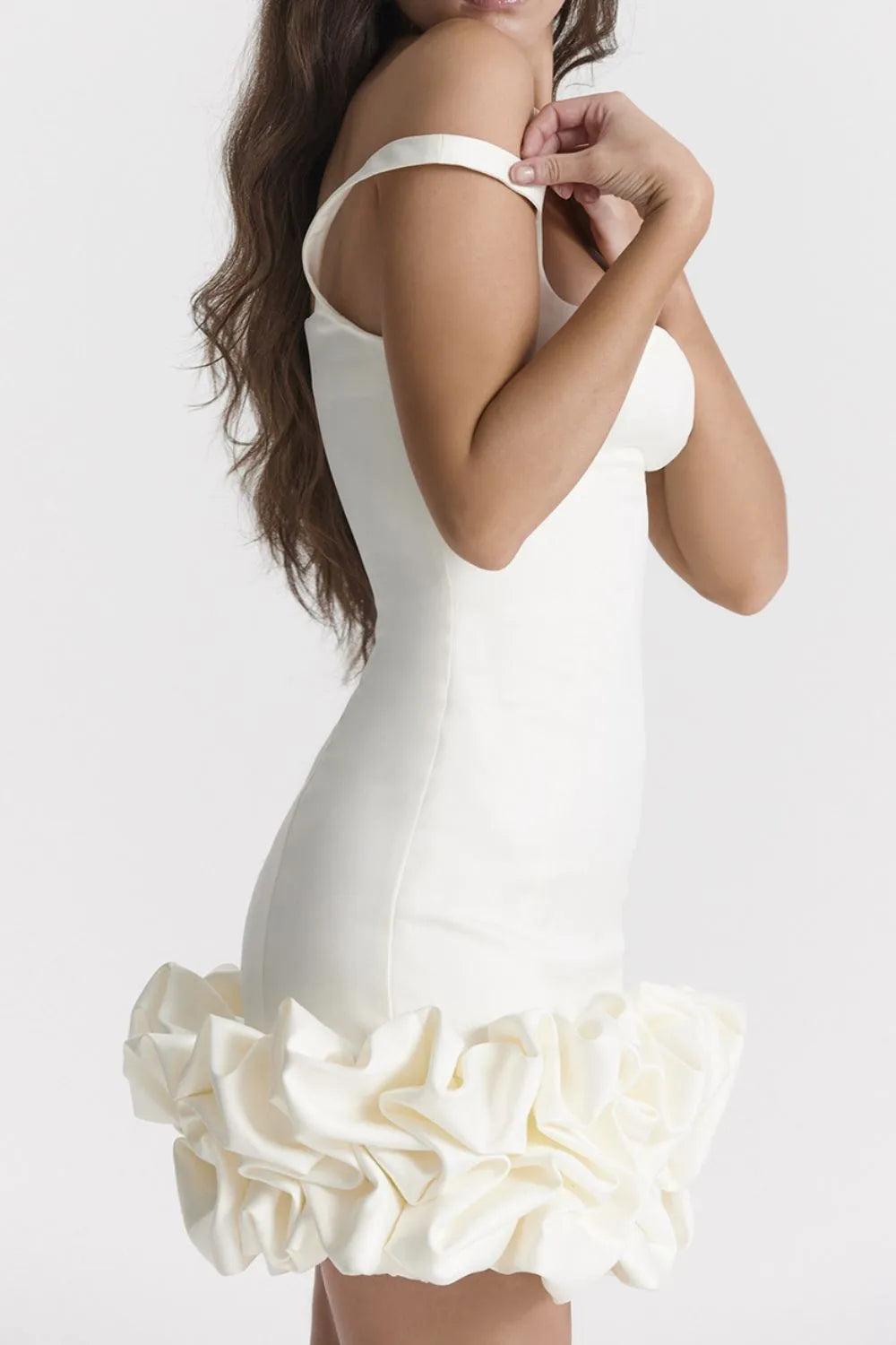 Ruched Square Neck Mini Dress