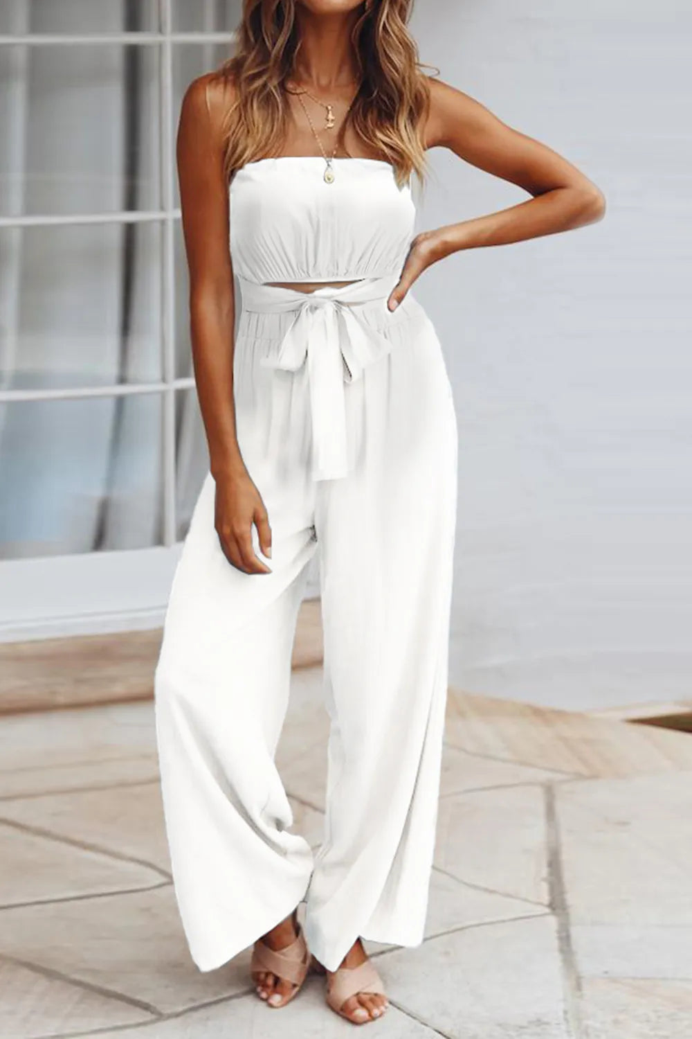 Cutout Tube Wide Leg Jumpsuit