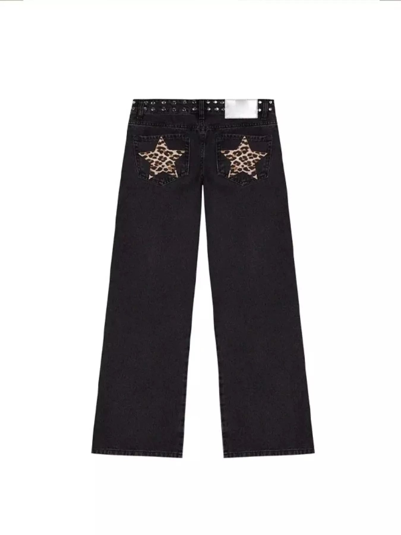 Leopard Star Patch Wide Leg Jeans