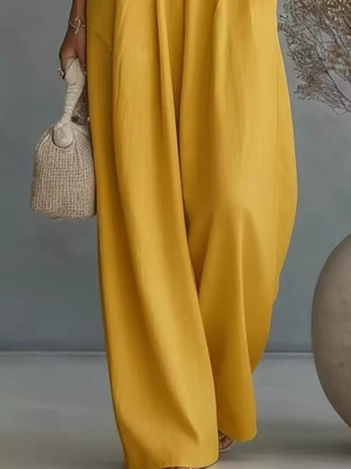Ruched Half Sleeve Wide-Leg Jumpsuit