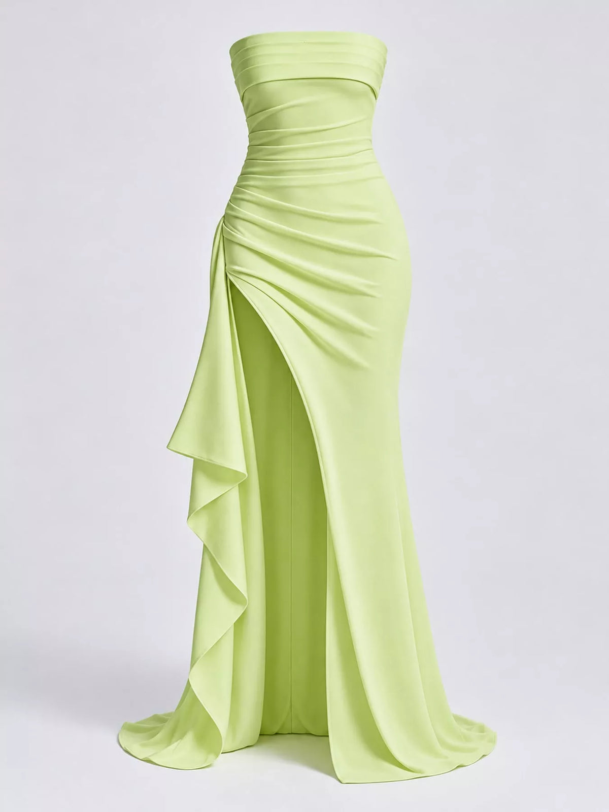 Strapless High-Slit Bodycon Maxi Dress