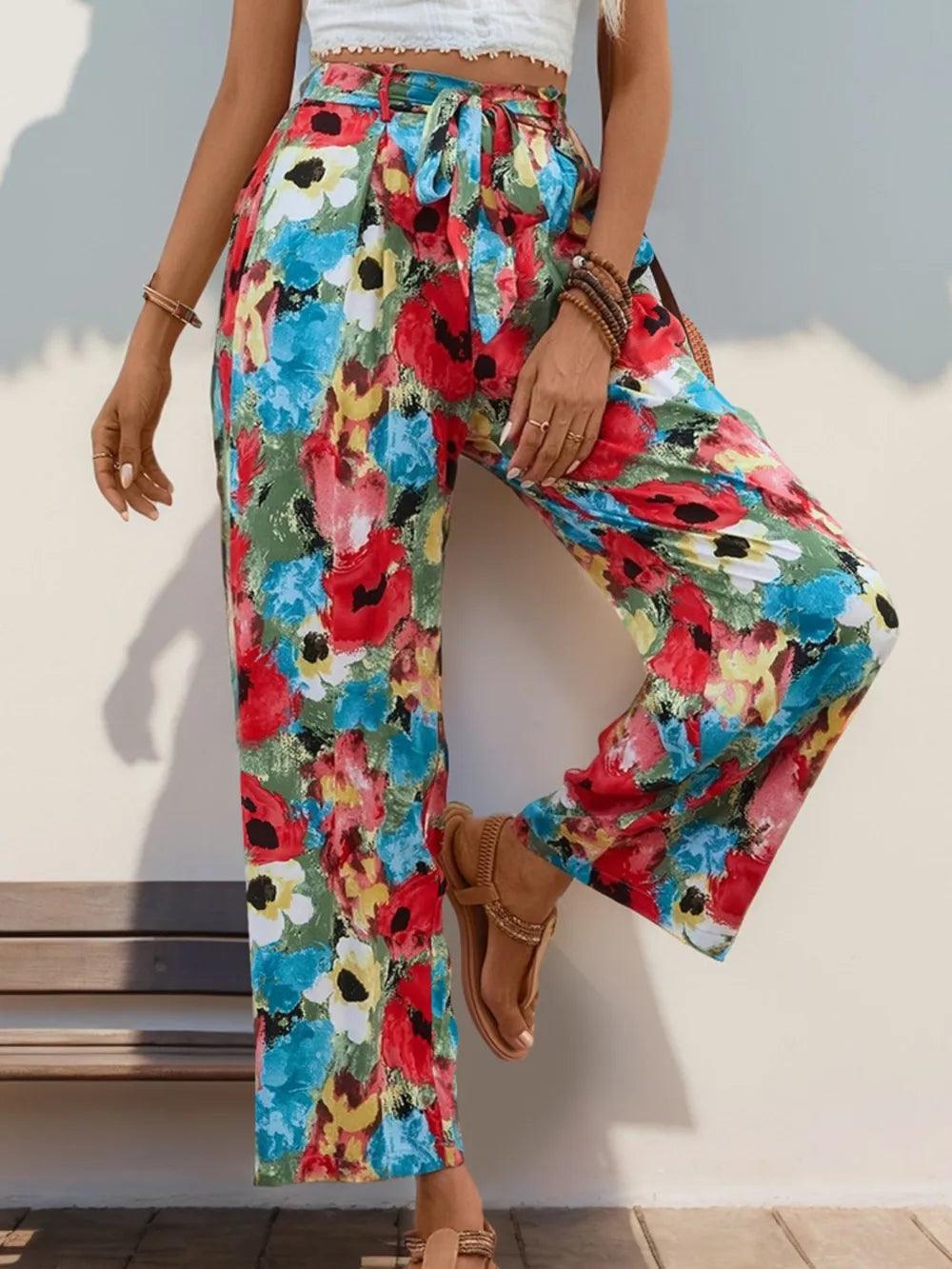 Printed Wide-Leg Pants in Multicolor