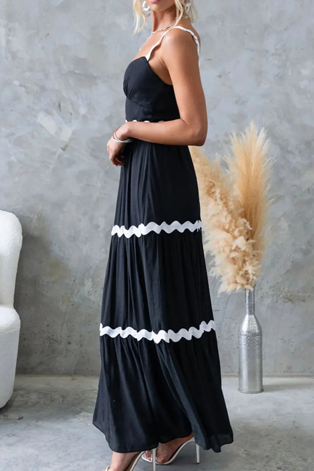 Tiered Maxi Dress with Scalloped Trim by Shenori