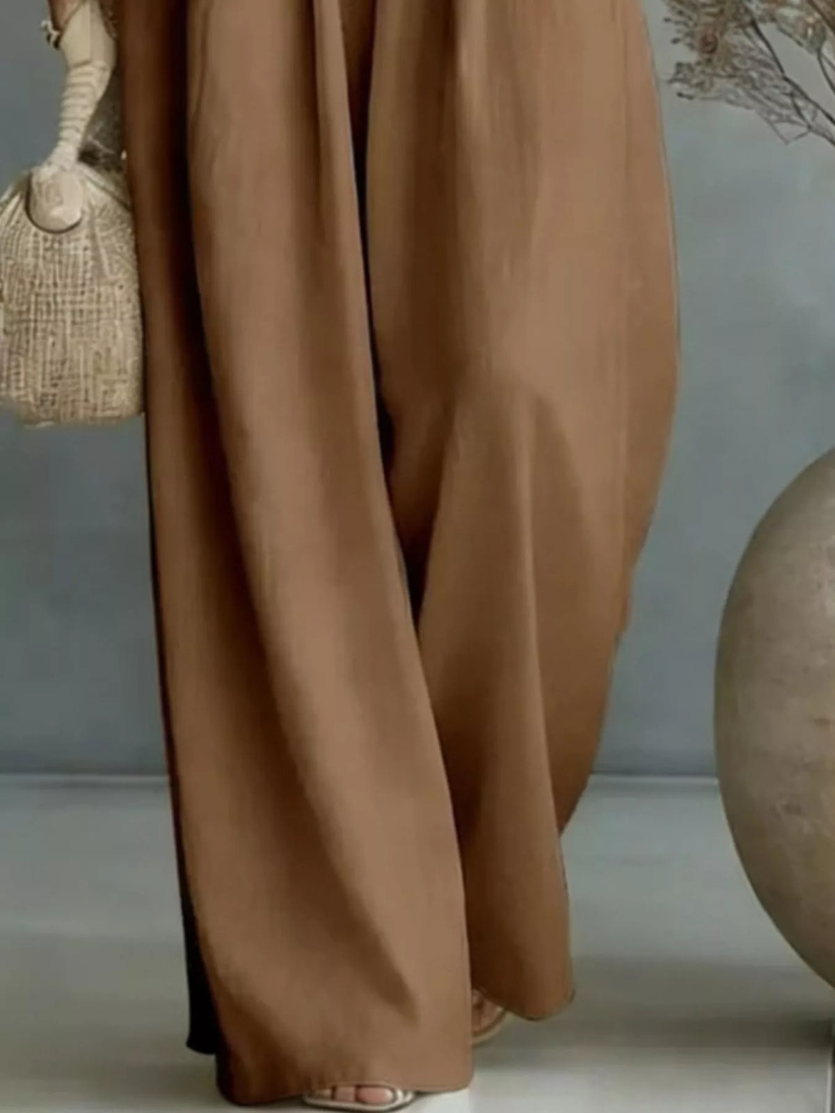 Ruched Half Sleeve Wide-Leg Jumpsuit