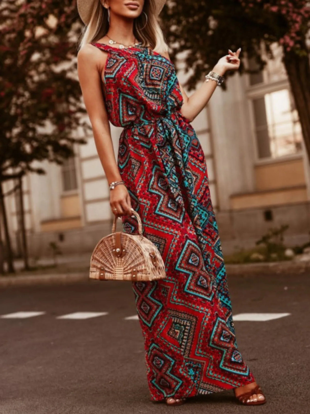 Tropical Floral Halter Dress