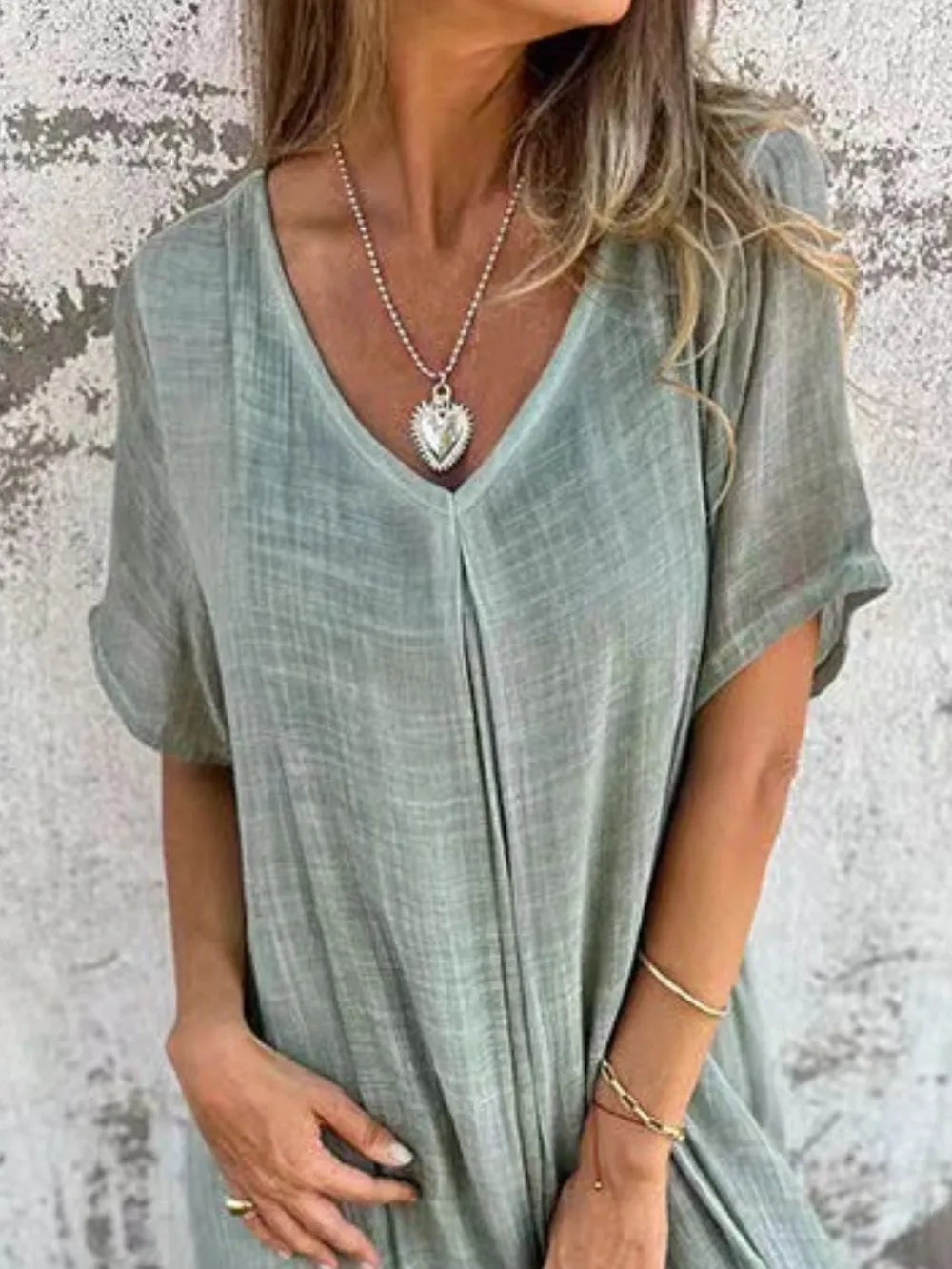 Plus Size V-Neck Midi Dress