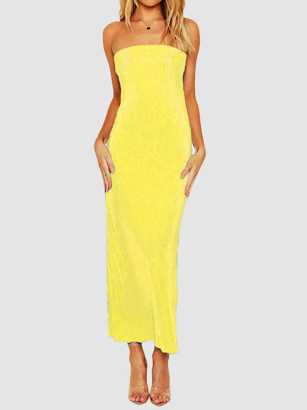 Lace-Up Back Tube Maxi Dress by Mystique Q