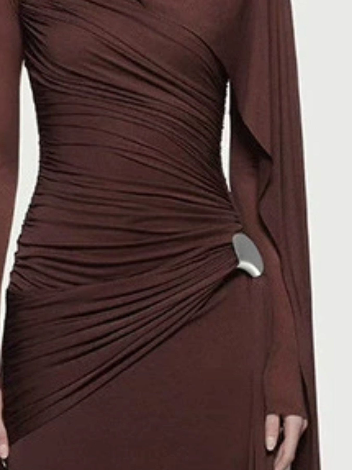 Ruched Draped Long Sleeve Maxi Dress
