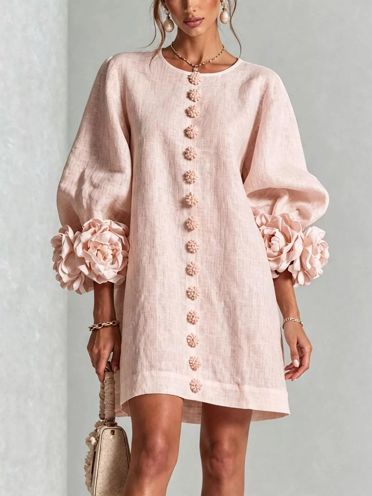 3D Floral Applique Mini Dress