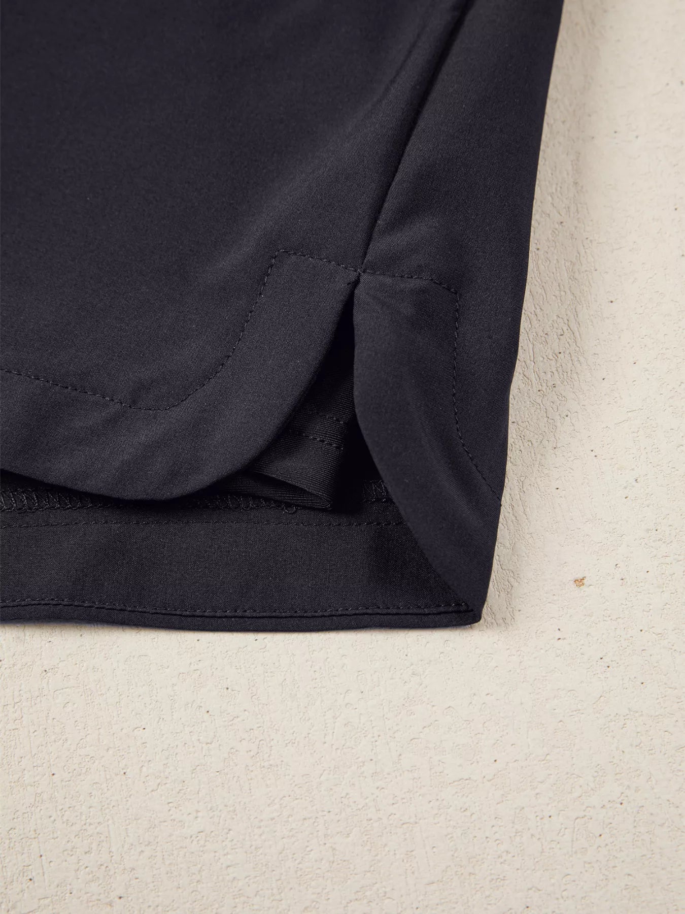 Ribbed Patchwork High-Waist Athletic Shorts in Black