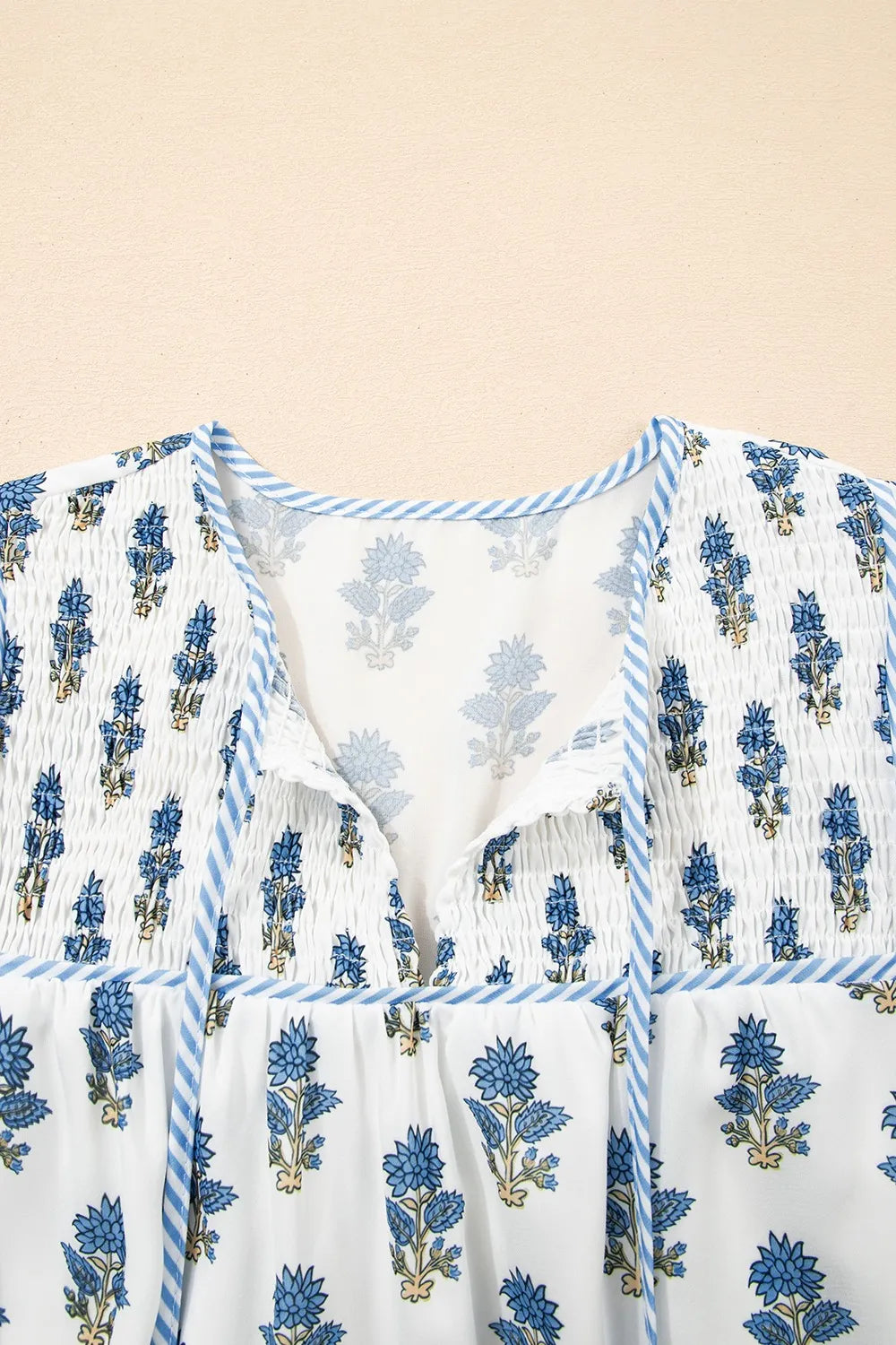 Floral Puff Sleeve Mini Dress in Dusty Blue