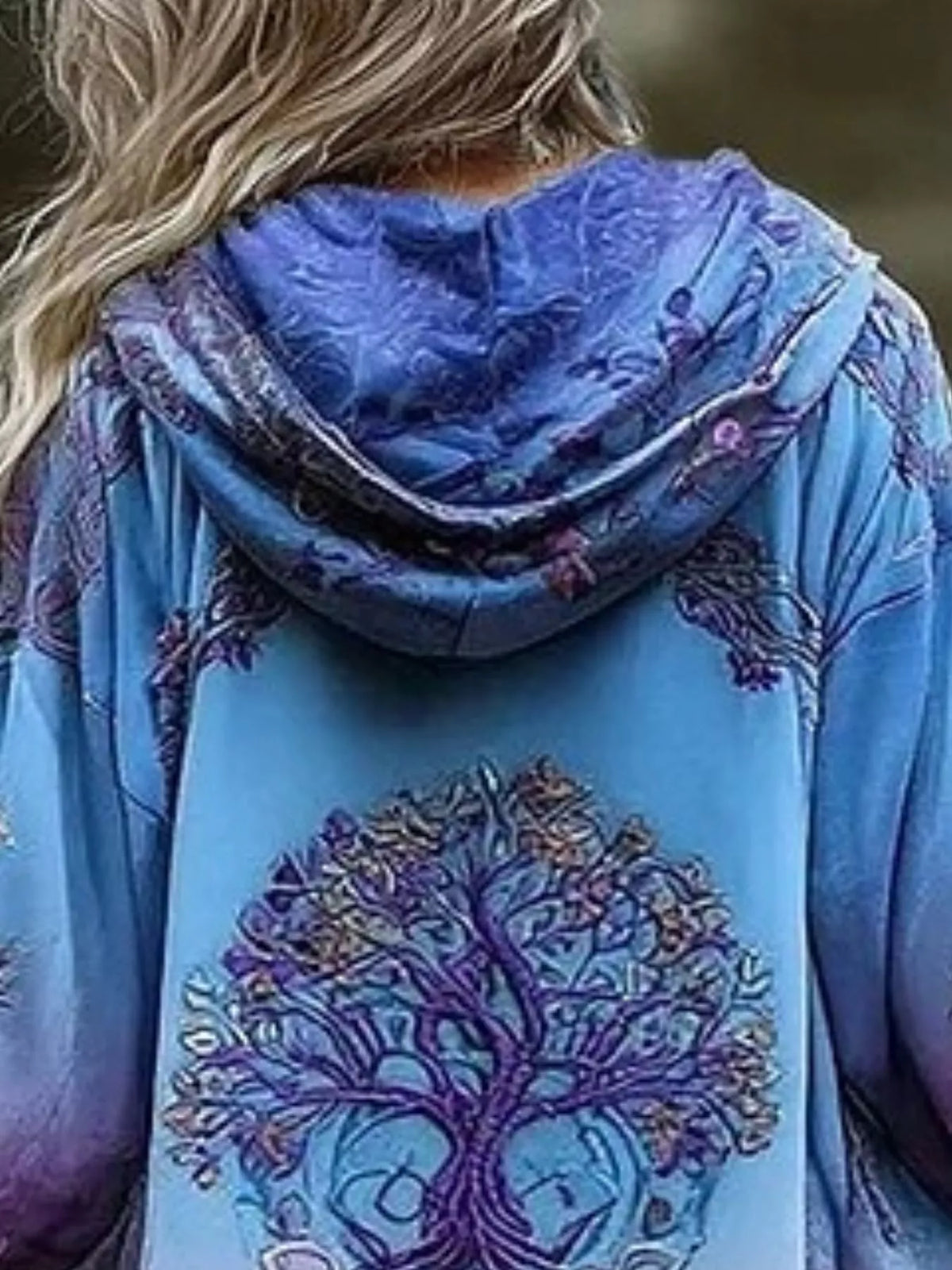 Oversized Tree Graphic Hooded Jacket