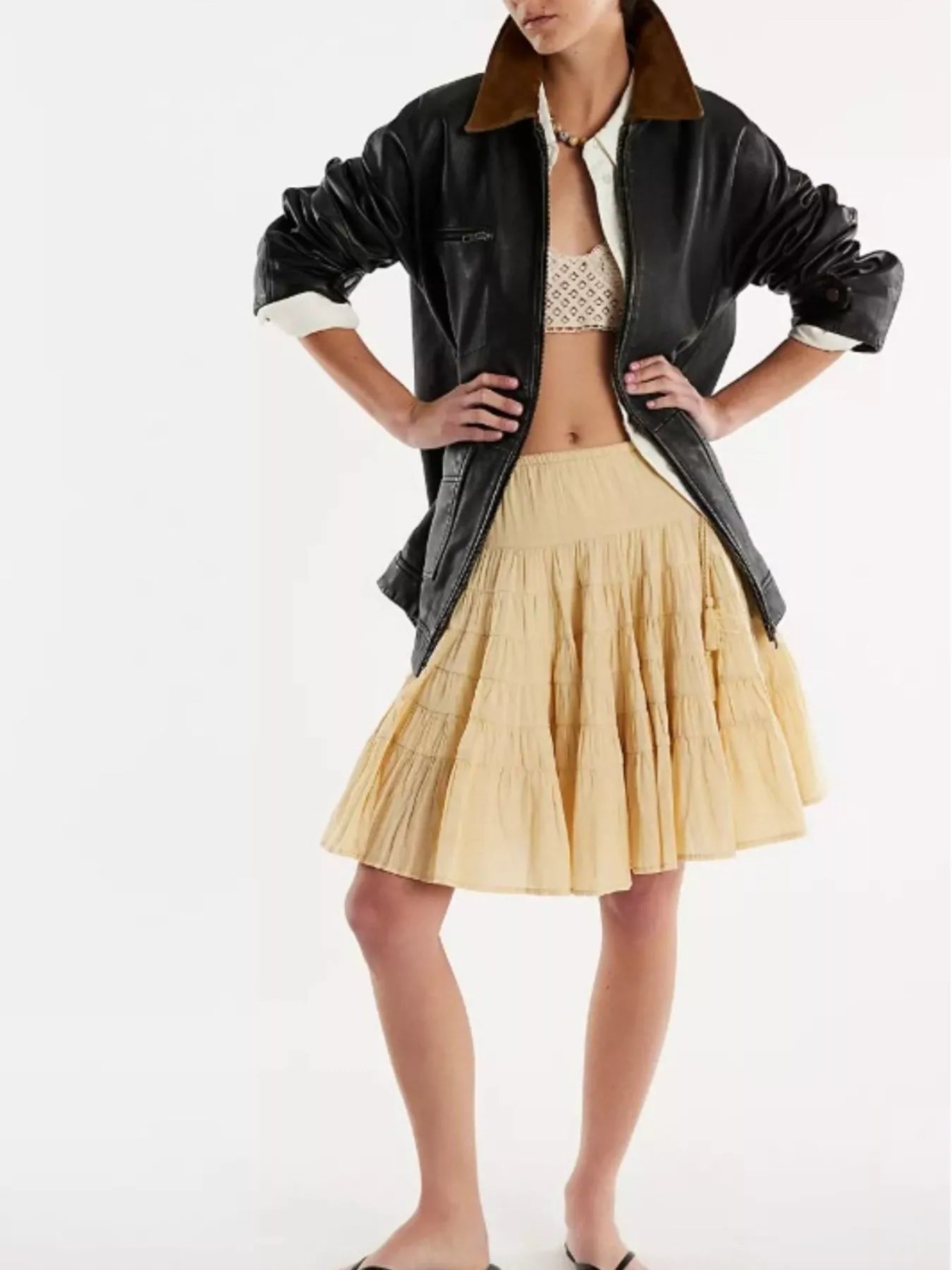 Tiered Drawstring Mini Skirt