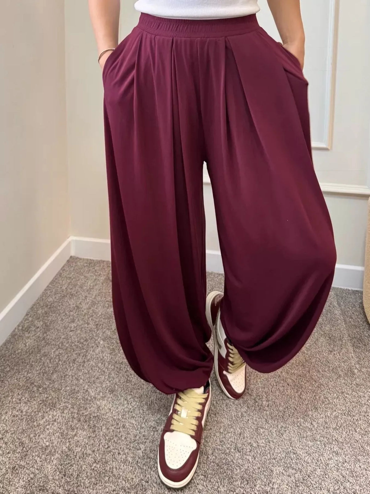 High-Waisted Pleated Wide-Leg Pants