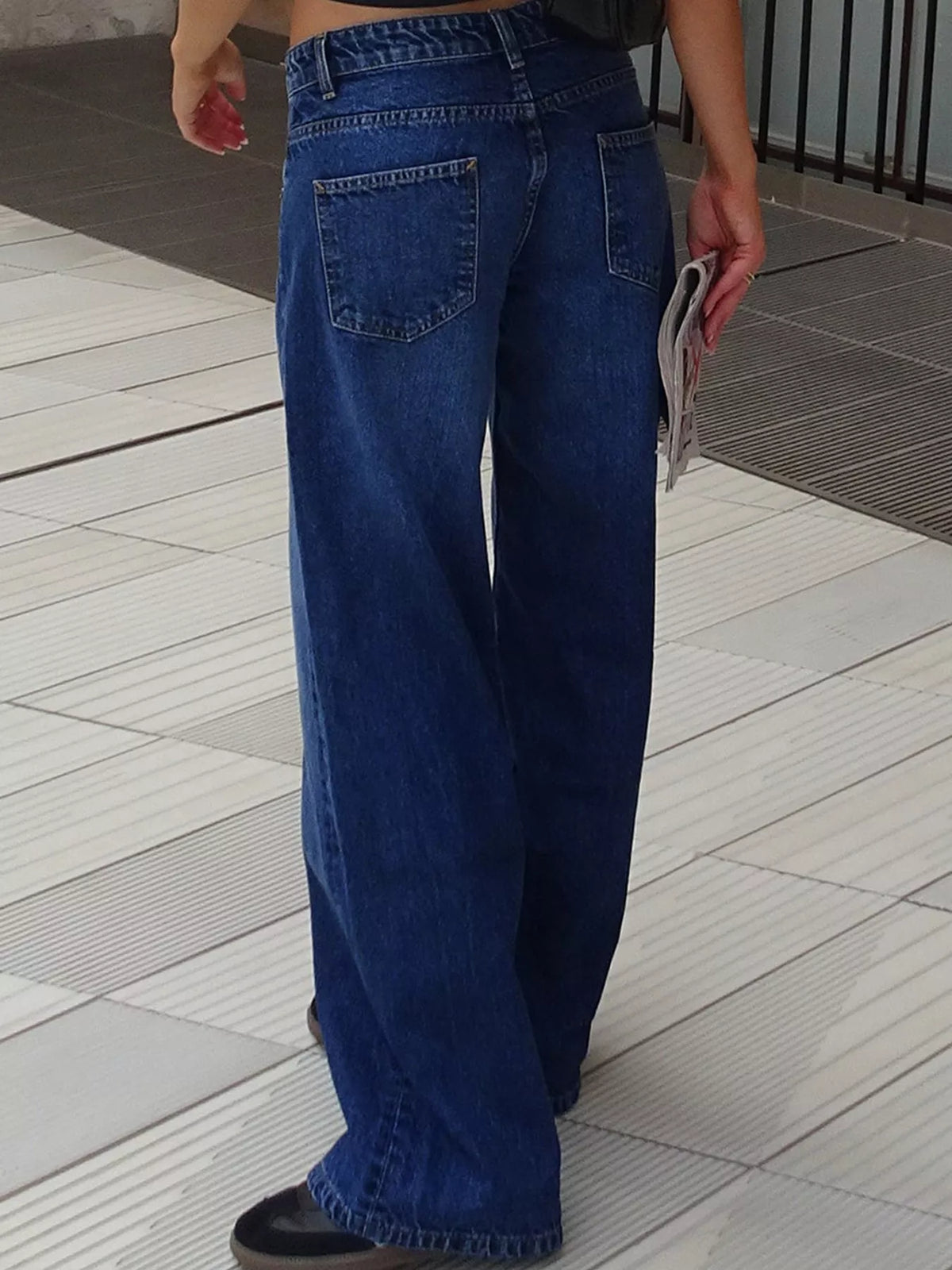 Wide-Leg Vintage Wash Jeans