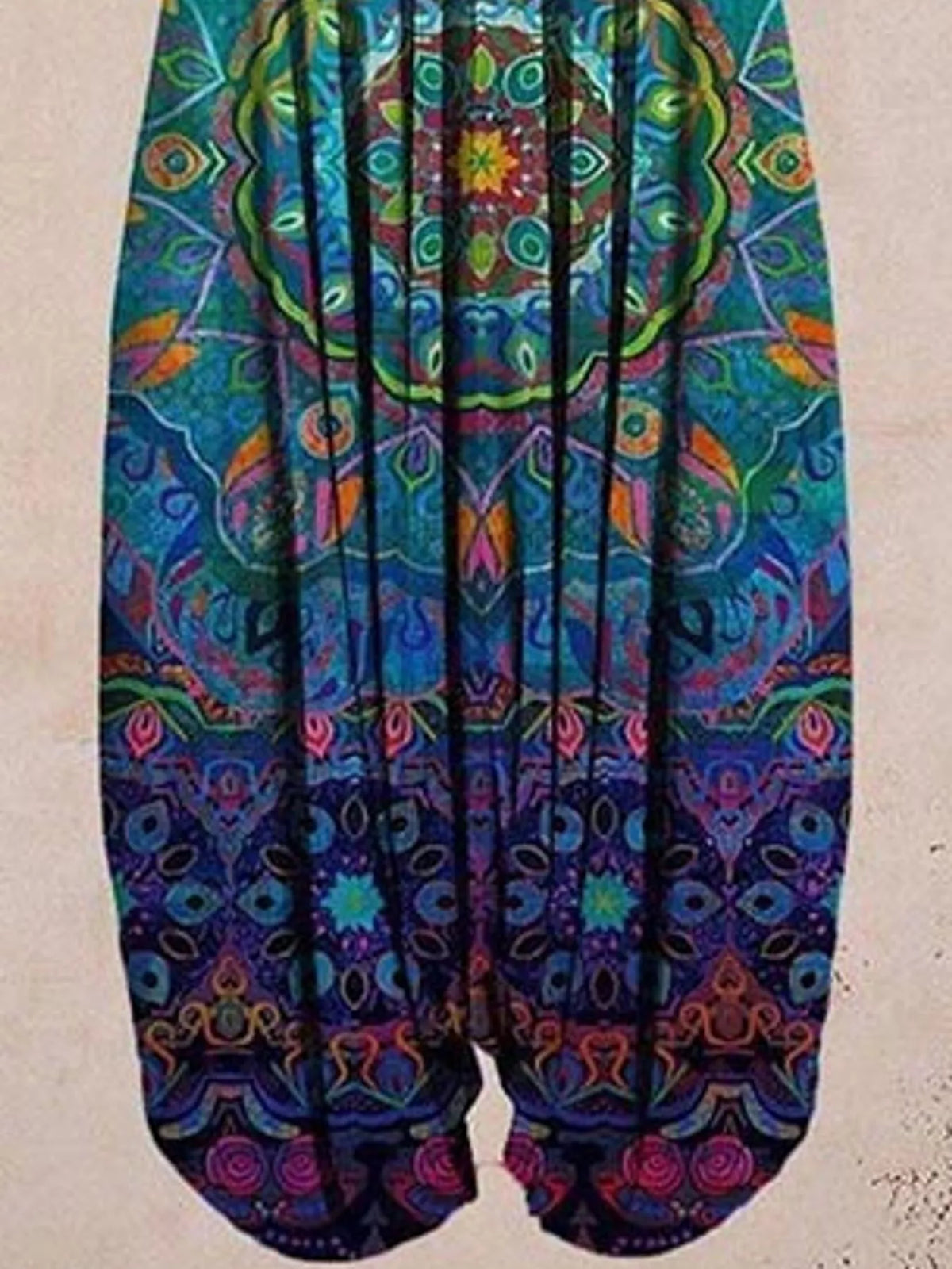 Plus Size Printed V-Neck Sleeveless Romper