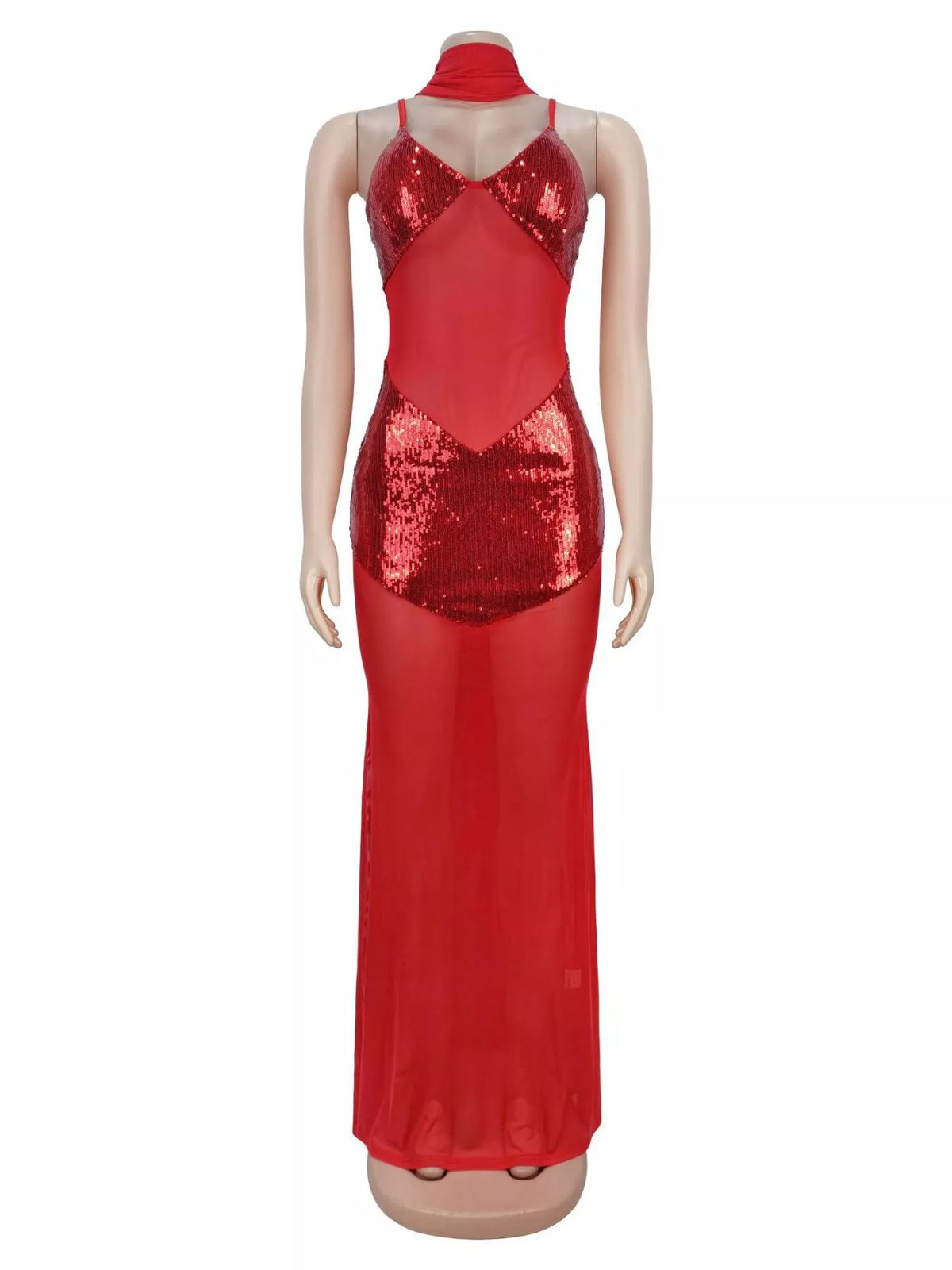 Sequin Mesh Maxi Dress