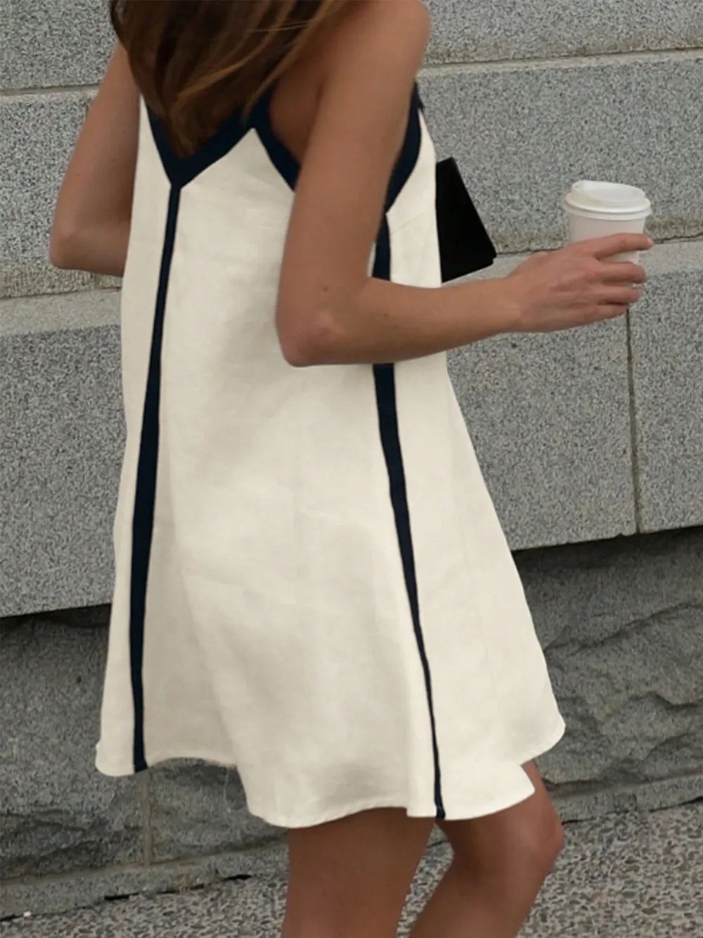 V-Neck Cami Mini Dress in Tan